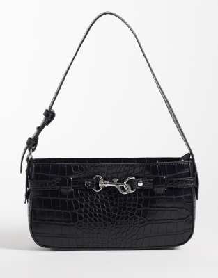 Abercrombie & Fitch y2k shoulder bag with hardware detail in black