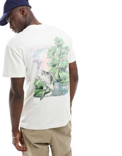 Abercrombie & Fitch Yellowstone River pocket and back print t-shirt in off white