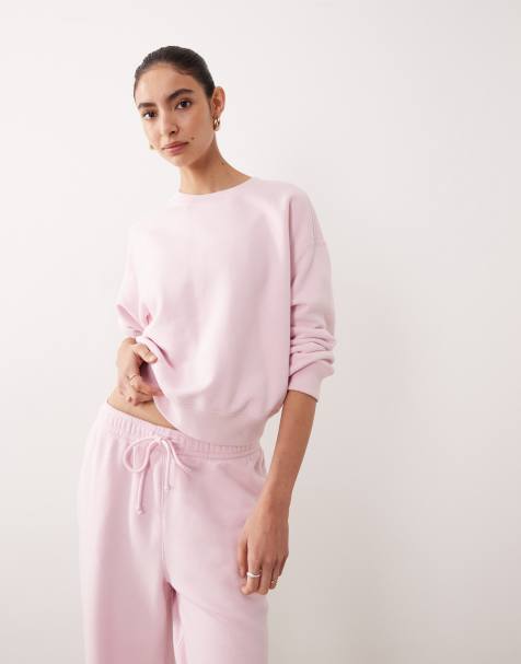 Abercrombie & Fitch YPB crewneck terry sweatshirt co-ord in pink 