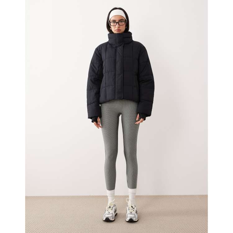 Abercrombie & Fitch YPB cropped high neck puffer jacket in black