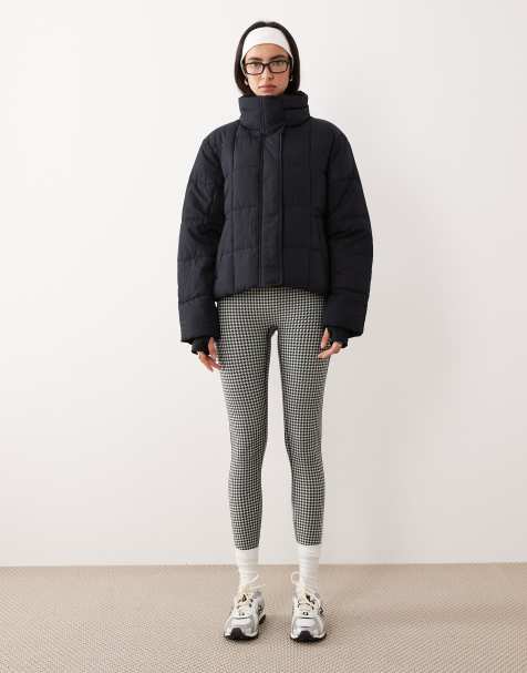 Abercrombie & Fitch YPB cropped high neck puffer jacket in black