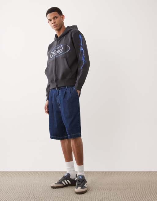Abercrombie & Fitch YPB Ford graphic print zip-up hoodie in washed