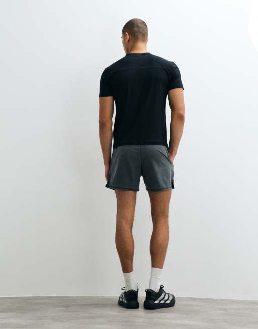 Abercrombie & Fitch - YPB - Forvaskede sorte træningsshorts i jersey , 4 af 5