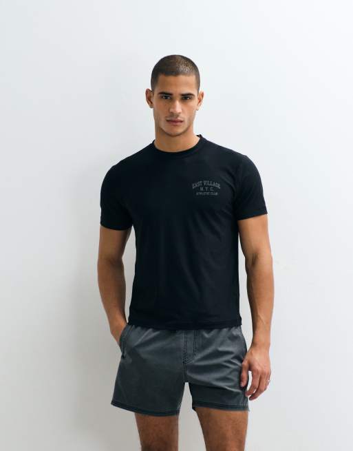 Abercrombie & Fitch - YPB - Forvaskede sorte træningsshorts i jersey , 5 af 5