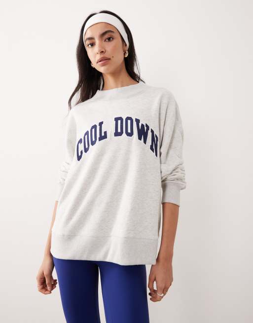 Abercrombie Fitch YPB mockneck terry graphic sweatshirt in grey