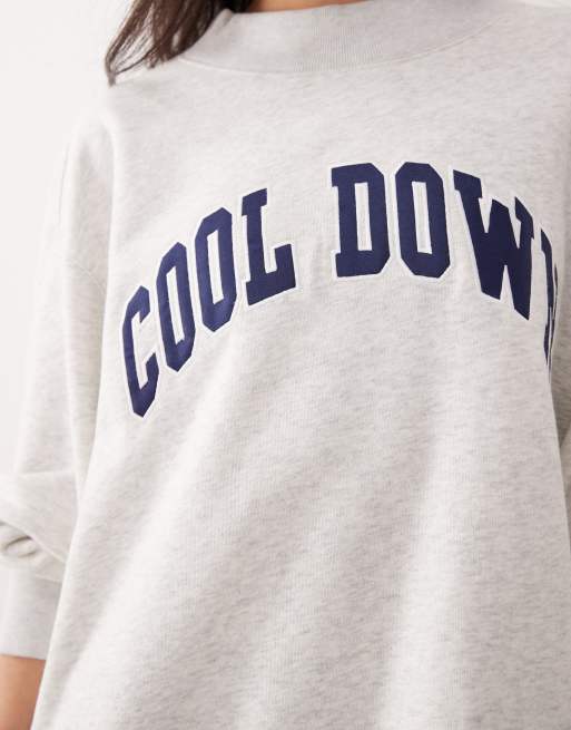 Abercrombie Fitch YPB mockneck terry graphic sweatshirt in grey