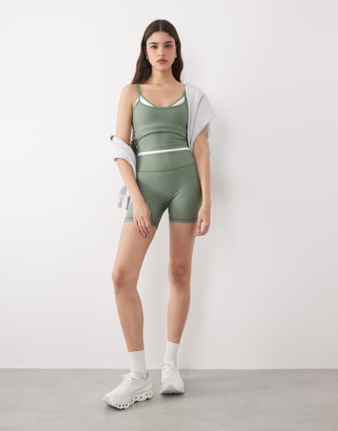 Abercrombie & Fitch – YPB – Mörkgröna, skulpterande träningsshorts, del av set - view 1