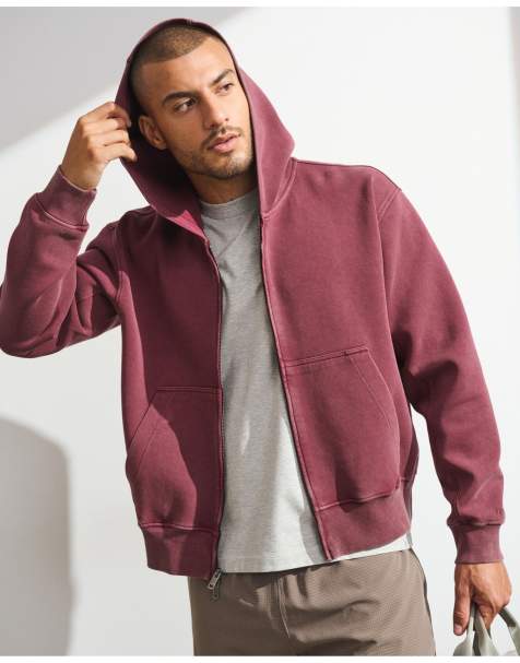 Abercrombie & Fitch Ypb neoknit max full-zip hoodie in wine red - view 1