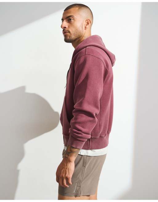 Abercrombie & Fitch Ypb neoknit max full-zip hoodie in wine red, 4 of 7