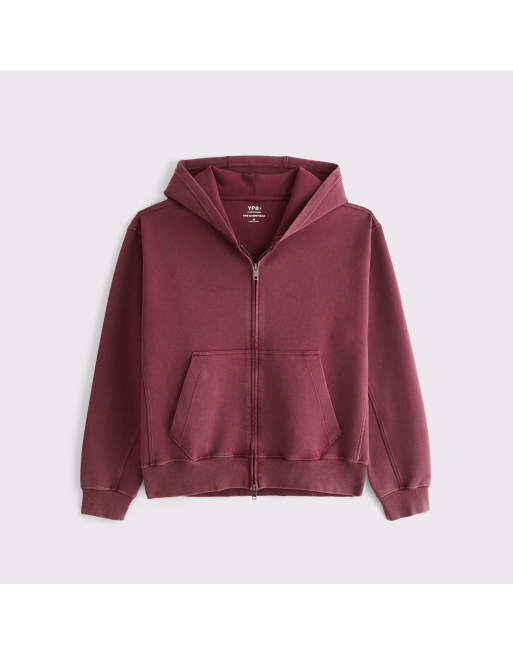 Abercrombie & Fitch Ypb neoknit max full-zip hoodie in wine red, 7 of 7