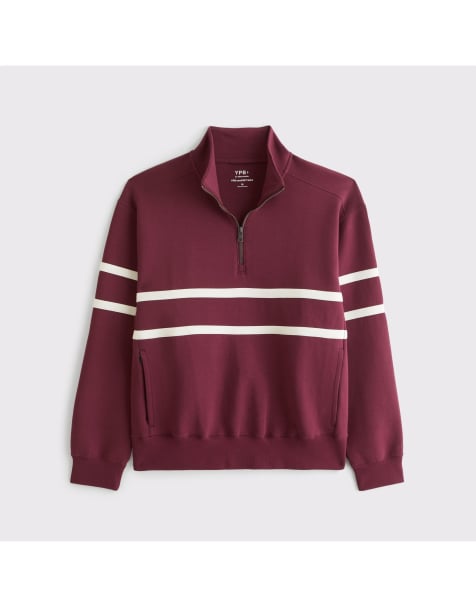Abercrombie & Fitch Ypb neoknit max half-zip sweatshirt in wine red - view 1