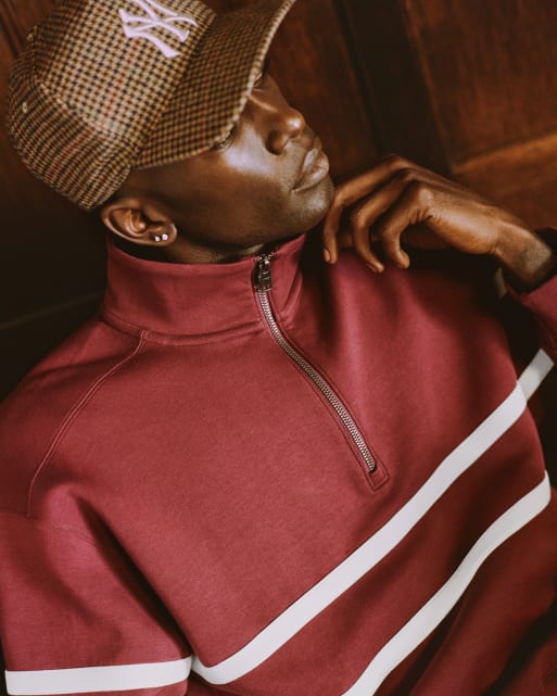 Abercrombie & Fitch Ypb neoknit max half-zip sweatshirt in wine red, 2 of 3