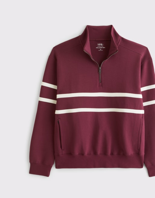 Abercrombie & Fitch Ypb neoknit max half-zip sweatshirt in wine red, 3 of 3