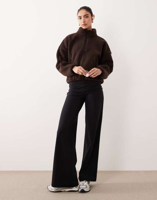Abercrombie & Fitch - YPB - Pile teddy marrone accollato con zip corta, 2 di 4