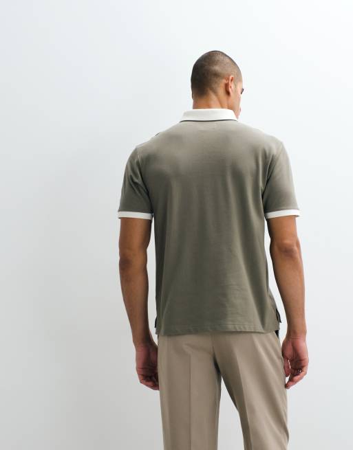Abercrombie & Fitch - YPB - Polo à manches courtes avec col contrastant - Vert olive, 3 de 5