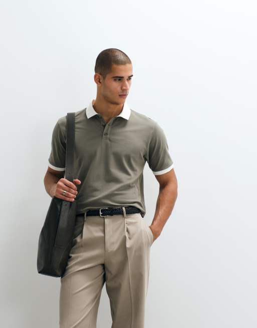 Abercrombie & Fitch - YPB - Polo à manches courtes avec col contrastant - Vert olive, 4 de 5