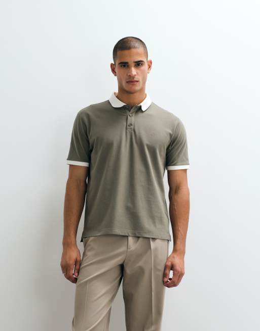 Abercrombie & Fitch - YPB - Polo à manches courtes avec col contrastant - Vert olive, 5 de 5