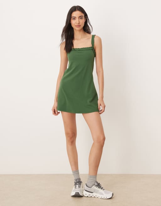 Abercrombie & Fitch - YPB - Robe de sport avec short intégré - Kaki, 3 de 4