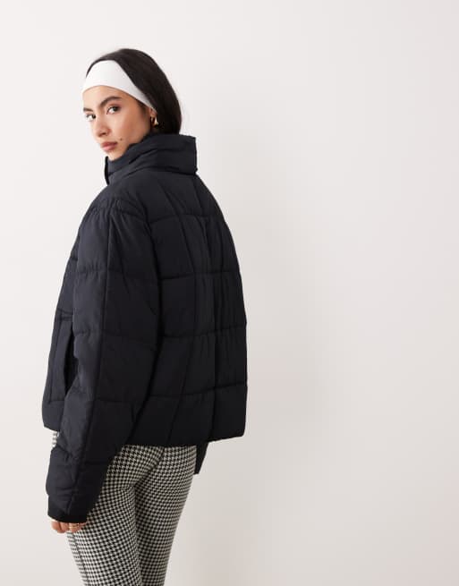 Abercrombie & Fitch YPB - Sort cropped højhalset dynejakke, 4 af 4