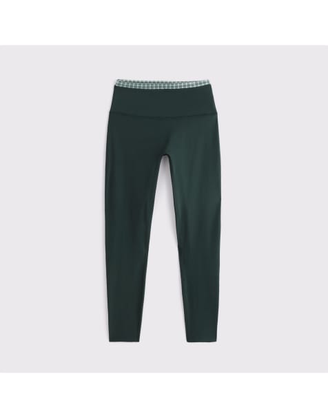 Abercrombie & Fitch Ypb studioflex 7/8-length legging in dark spruce check - view 1