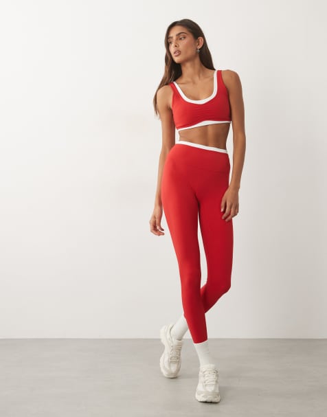 Abercrombie & Fitch – YPB Studioflex – Röda leggings, del av set - view 1