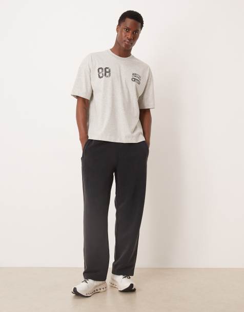 Abercrombie & Fitch – YPB – Svarta, stentvättade mjukisbyxor i baggy fit med muddar, del av set - view 1