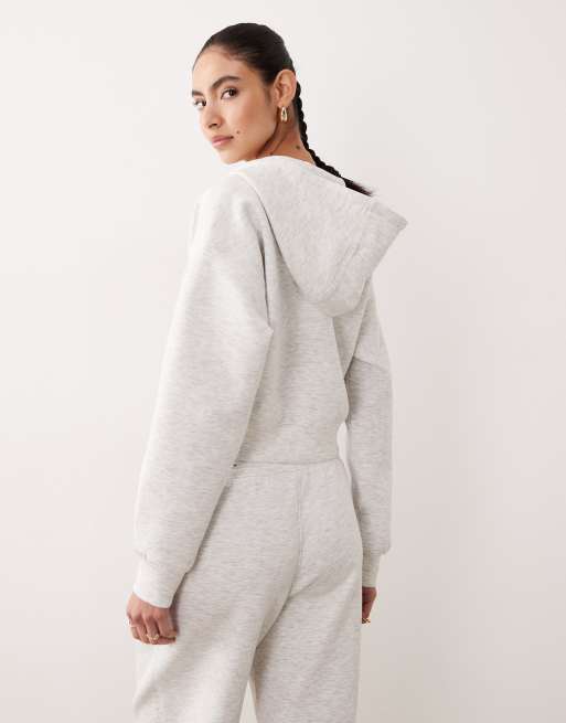 Abercrombie & Fitch - YPB - Sweat à capuche d'ensemble court et zippé en molleton - Gris, 3 de 4