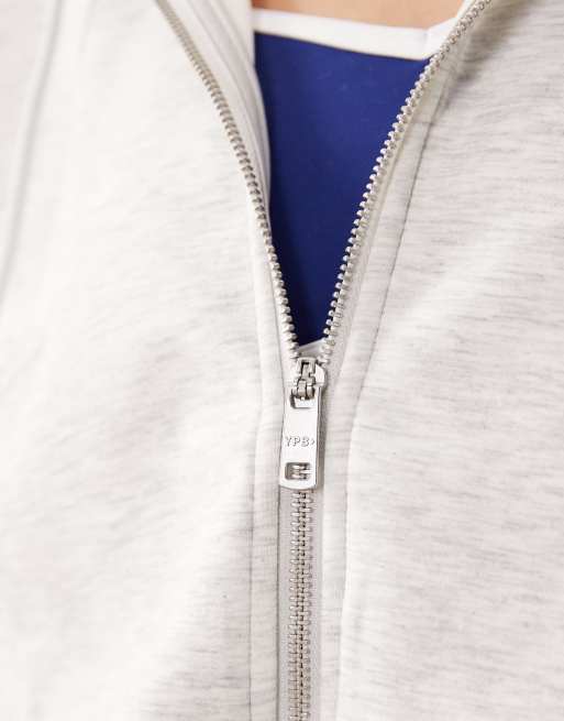 Abercrombie & Fitch - YPB - Sweat à capuche d'ensemble court et zippé en molleton - Gris, 4 de 4