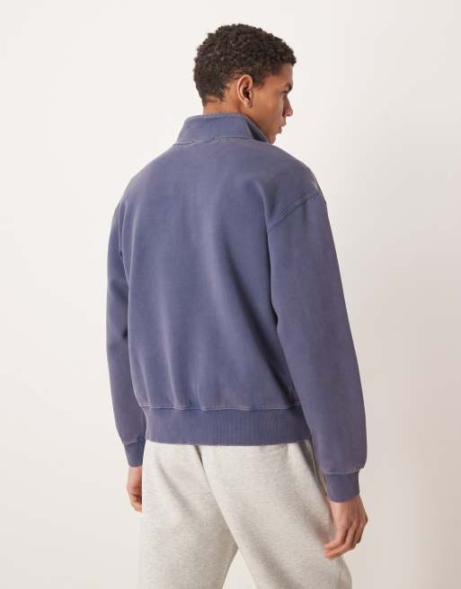 Abercrombie & Fitch - YPB - Vasket mørkeblå sweatshirt med 3/4 lynlås, 3 af 5
