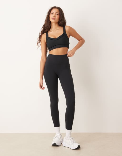 Abercrombie & Fitch YPB velvet tape sports bra in black (Part of a set ...