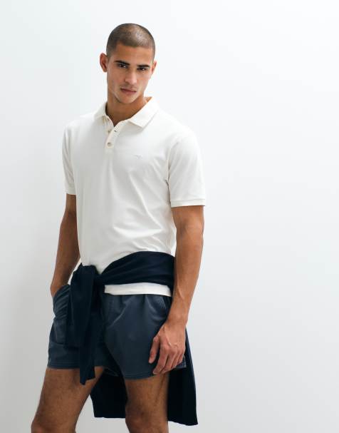 Abercrombie & Fitch – YPB – Vit, stickad pikétröja med korta ärmar - view 1