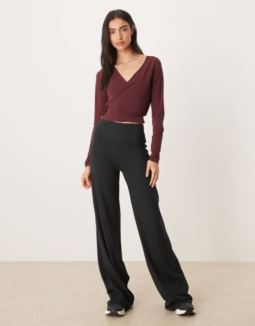 Abercrombie & Fitch YPB wrap around long sleeve top in berry, 4 of 4