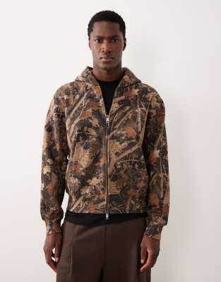 Abercrombie & Fitch Abercrombie & Fitch YPB zip through hoodie in green camo print-Multi
