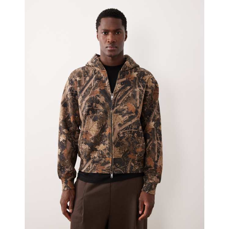 Abercrombie & Fitch YPB zip up hoodie in green camo print | ASOS