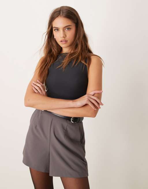 Abercrombie & Fitch - Zachte matte top met rechte hals in zwart