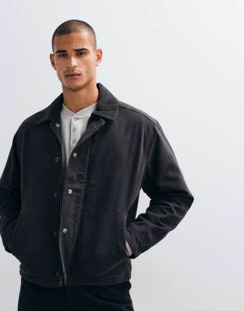 Abercrombie & Fitch zapinana na zamek kurtka worker z płótna w czerni - view 1