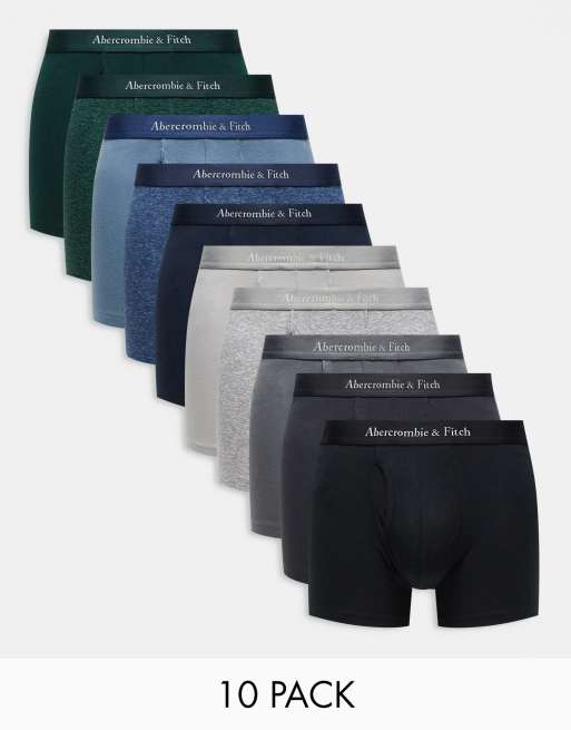 Abercrombie & Fitch – Zestaw 10 par bokserek z logo w talii w neutralnych odcieniach