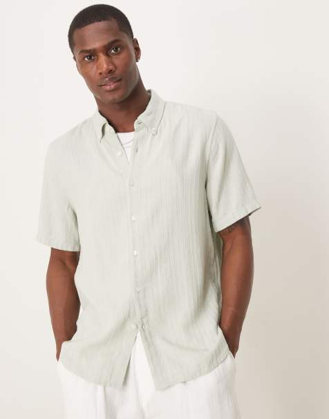 Abercrombie & Fitch short sleeve linen shirt in green