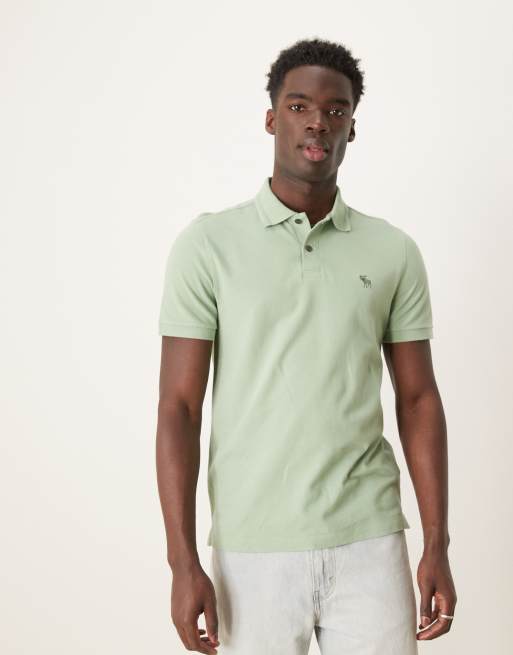 Abercrombie & Fitch – Zielona koszulka polo z krótki rękawami i wypukłym logo