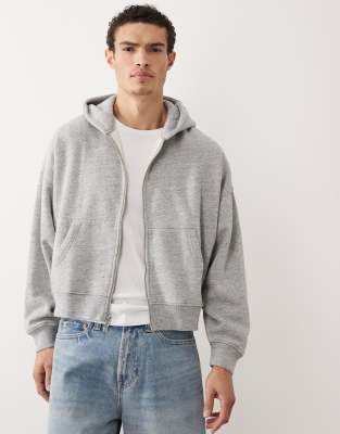 Abercrombie & Fitch zip through hoodie in grey