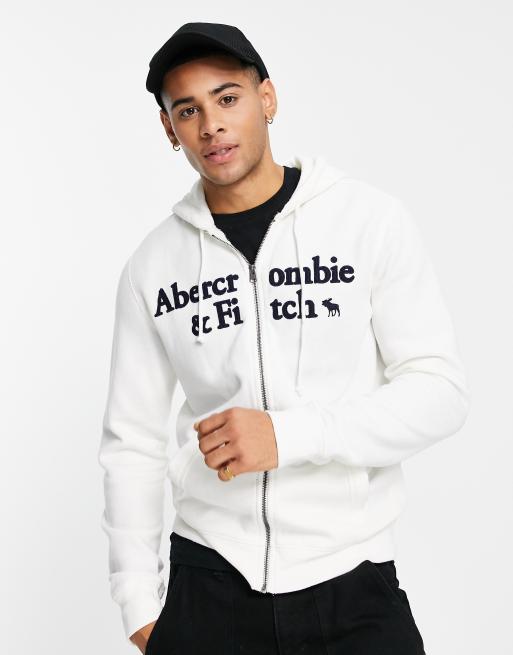 Abercrombie Fitch zip through hoodie in white