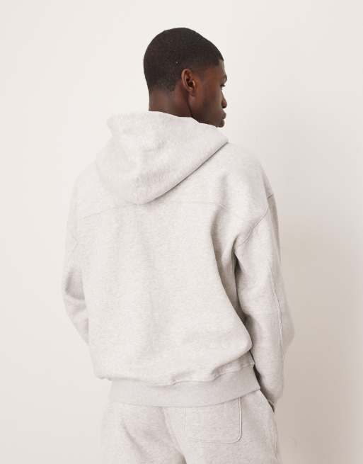 Abercrombie & Fitch zip through logo hoodie in light grey, 3 of 4