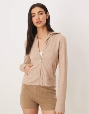 Abercrombie & Fitch Zip Through Lounge Hoodie In Brown