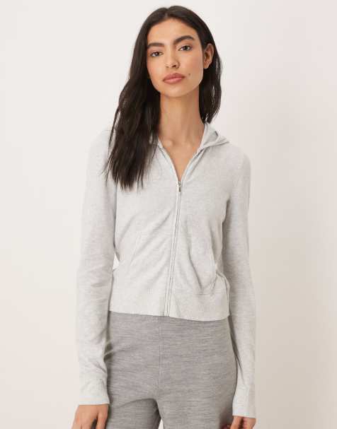 Abercrombie & Fitch zip-through lounge hoodie in grey - view 1