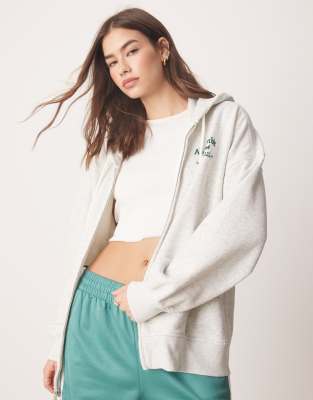 Abercrombie & Fitch Abercrombie & Fitch zip up hoodie in light grey