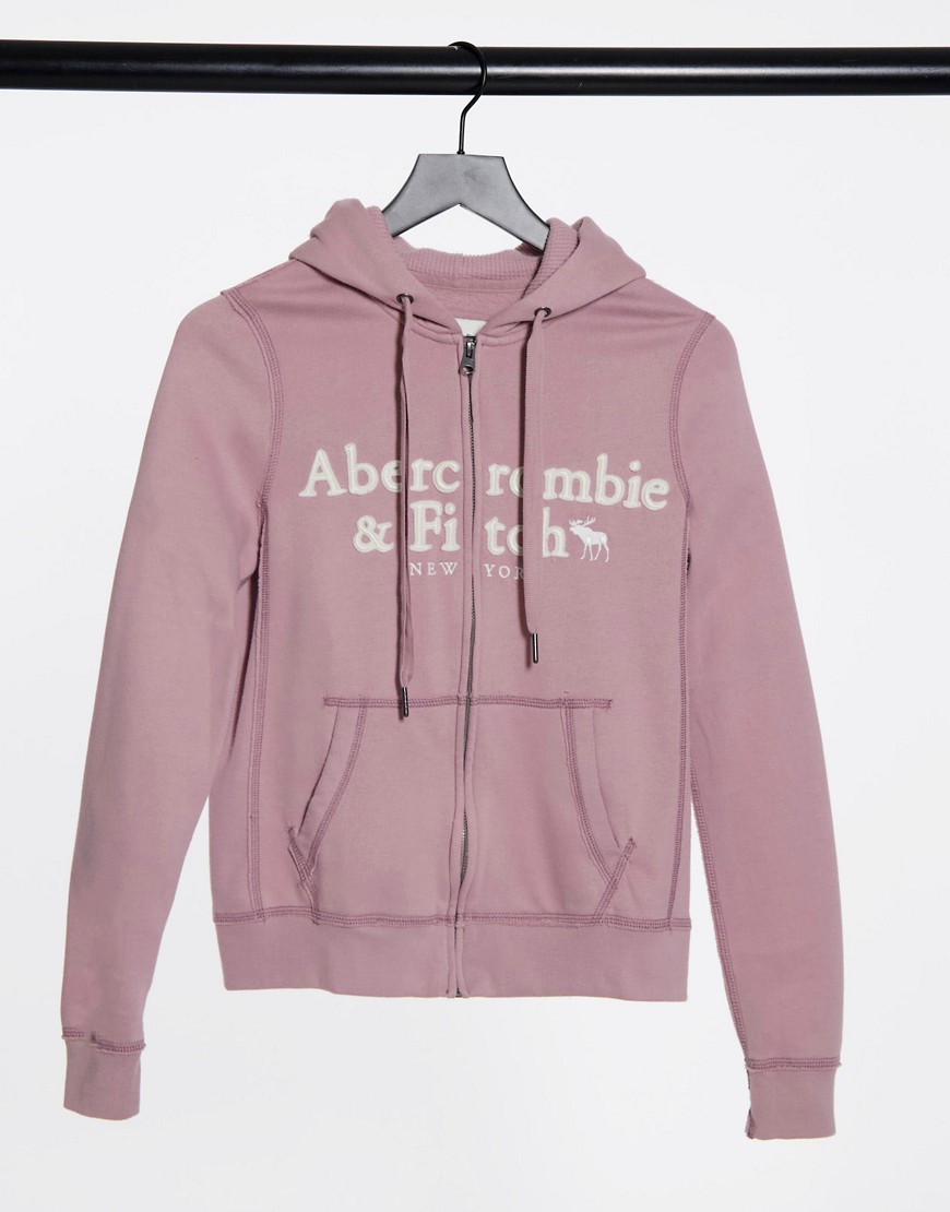 Abercrombie & Fitch Zip Up Hoodie In Pink