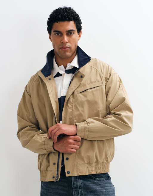 Abercrombie & Fitch zip up jacket with collar in beige, 2 of 5