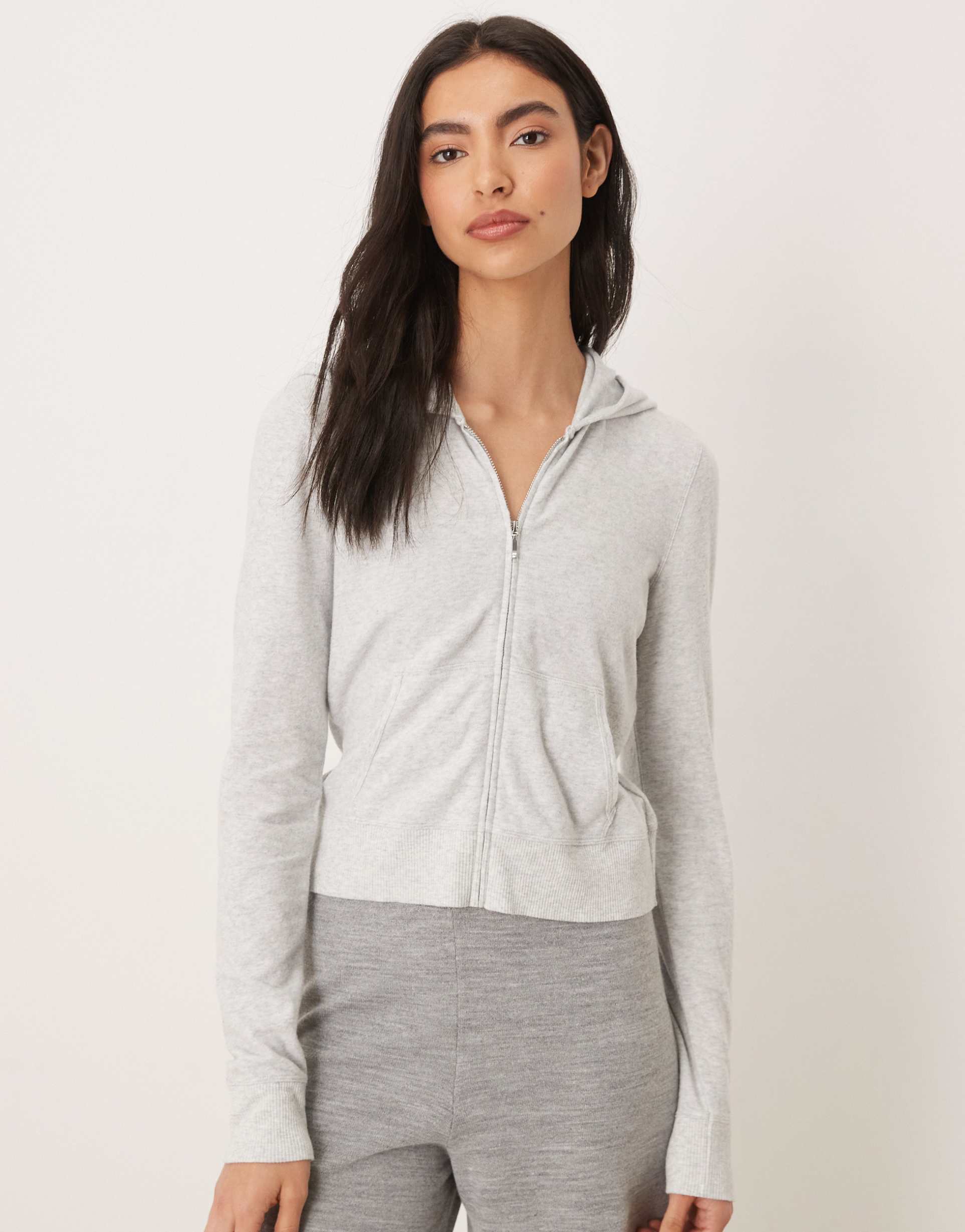 abercrombie & fitch zip up lounge hoodie in gray