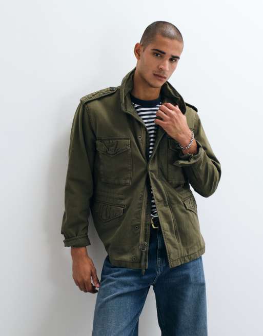 Abercrombie & Fitch zip up utility jacket in khaki, 2 of 5