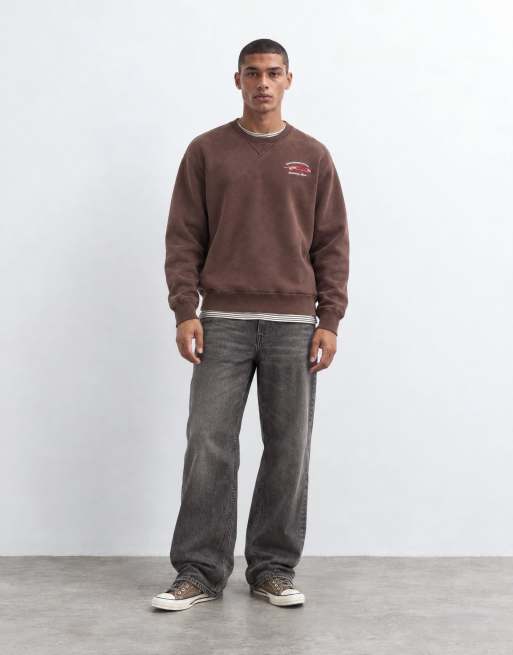 Abercrombie & Fitch zware sweatshirt met print in bruin, 6 van 10